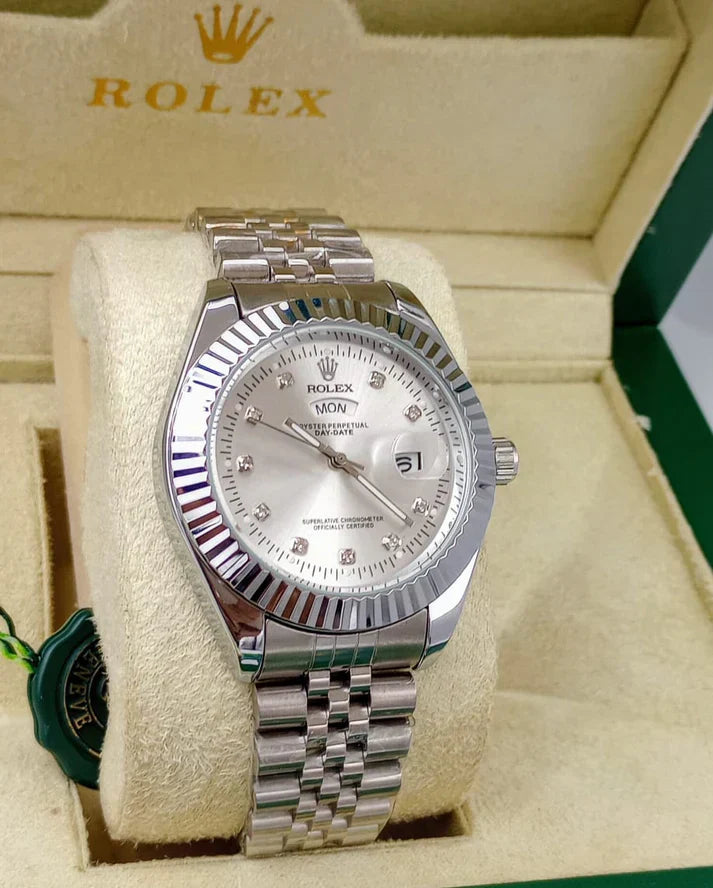 Premium Day Date Two Tone White Dial Watch